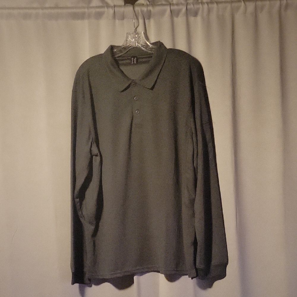 Men's Dark Gray Long Sleeve Polo Shirt